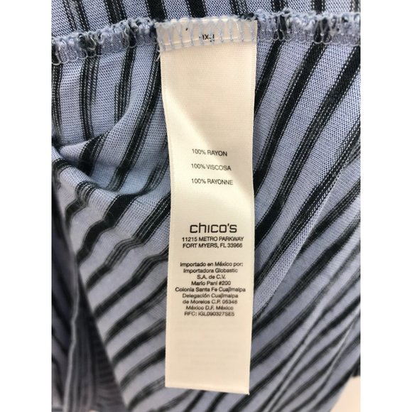 Chico's Asymmetric Striped Faux Wrap Top Blue Size 2 (12) - Picture 4 of 5